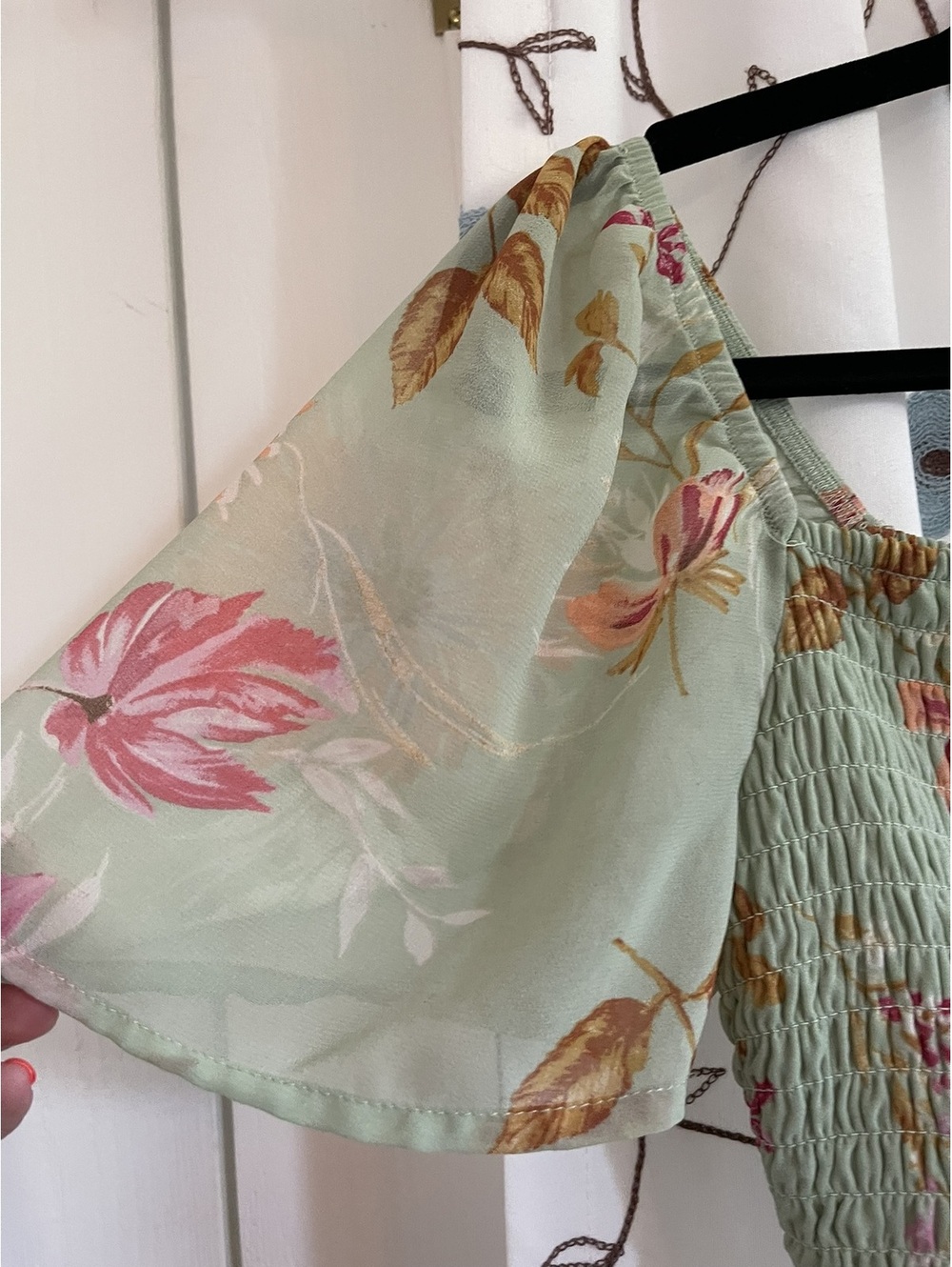 Lily Rose | S | Mint Floral Smocked Maxi Dress - Picture 9 of 9